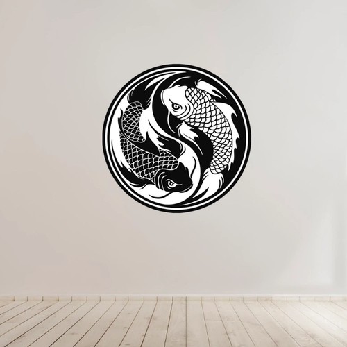Ying yang koi art decalcomanie - yang,